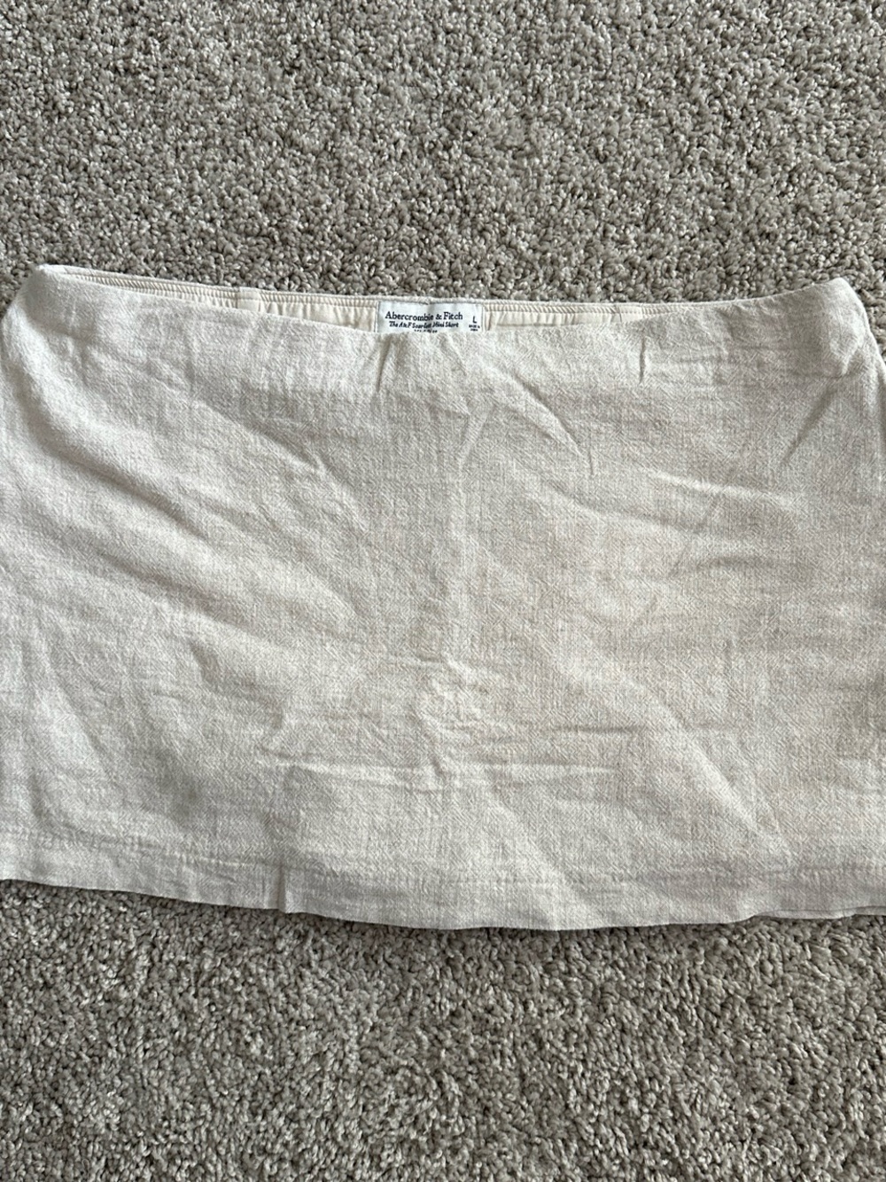 Abercrombie & Fitch Neutral Cream Linen Mini Skirt Size L (10-12)
